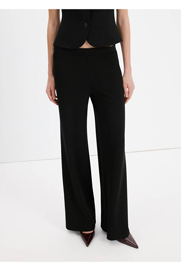 Low-Waisted Straight-Cut Fabric Pants