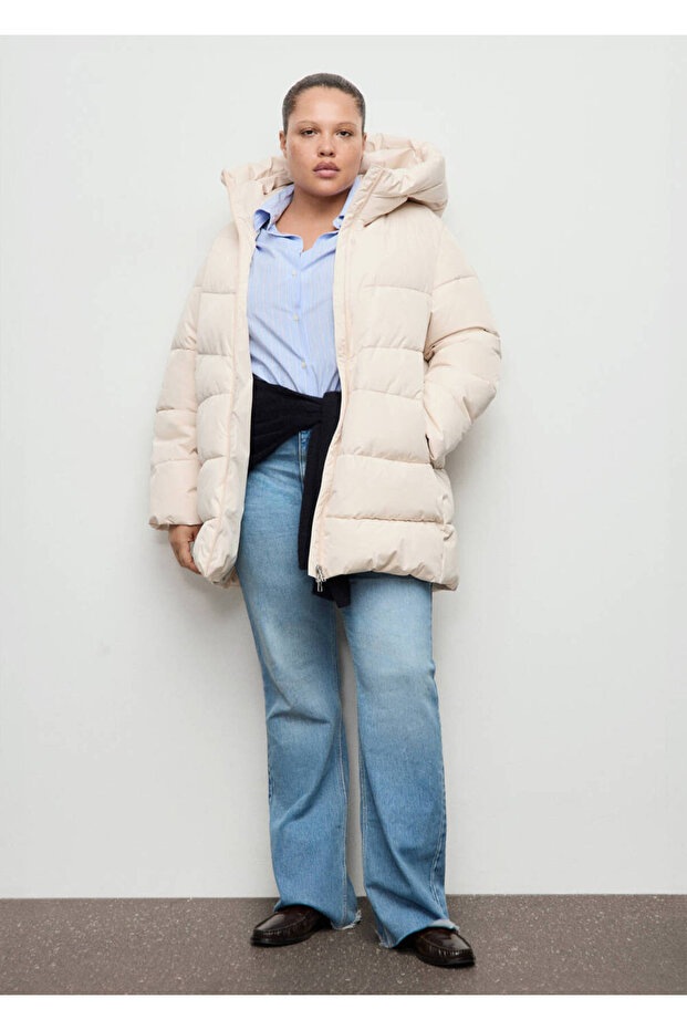 Kapüşonlu kapitone anorak - 8