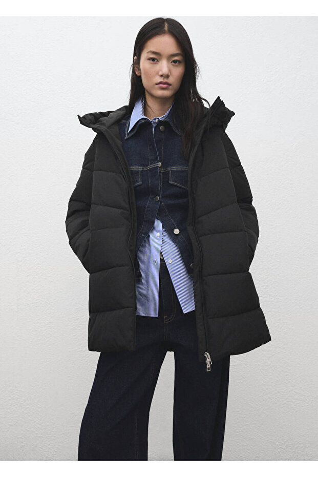 Kapüşonlu kapitone anorak - 6
