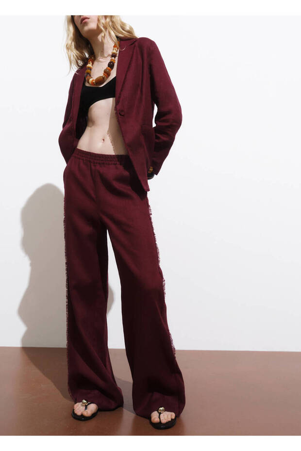 Linen Suit Pants with Tassel Detail