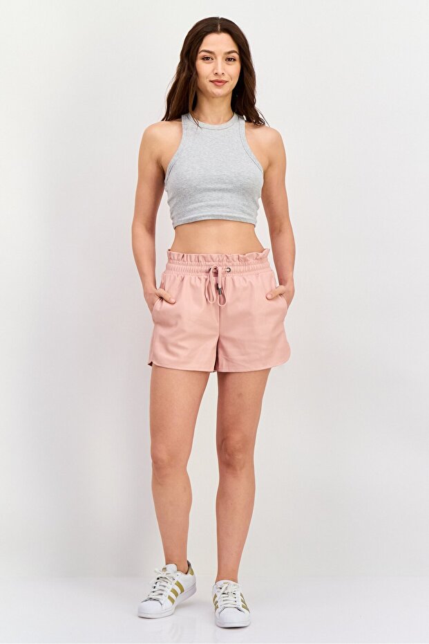 Women Solid Basic Shorts, Pink - 4