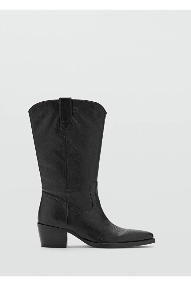 Pointed Toe Leather Ankle Boots - 3