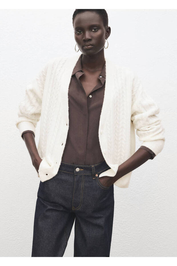 Knitted patterned knitwear cardigan