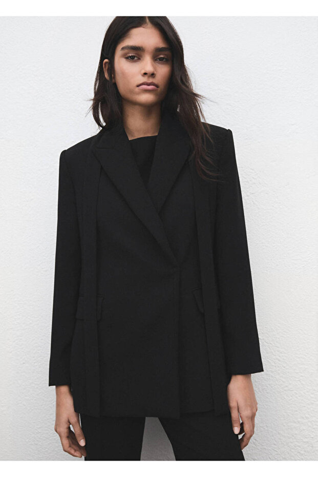 Fular detaylı blazer ceket - 1