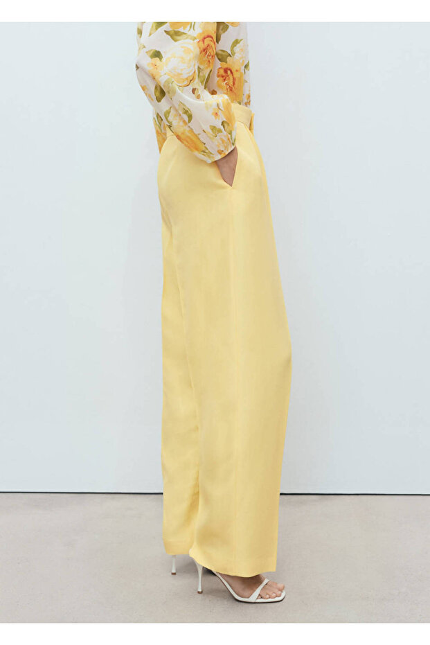 Linen Blend Pleated Trousers
