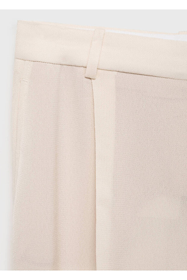 Dökümlü düz kesim kumaş pantolon - 5