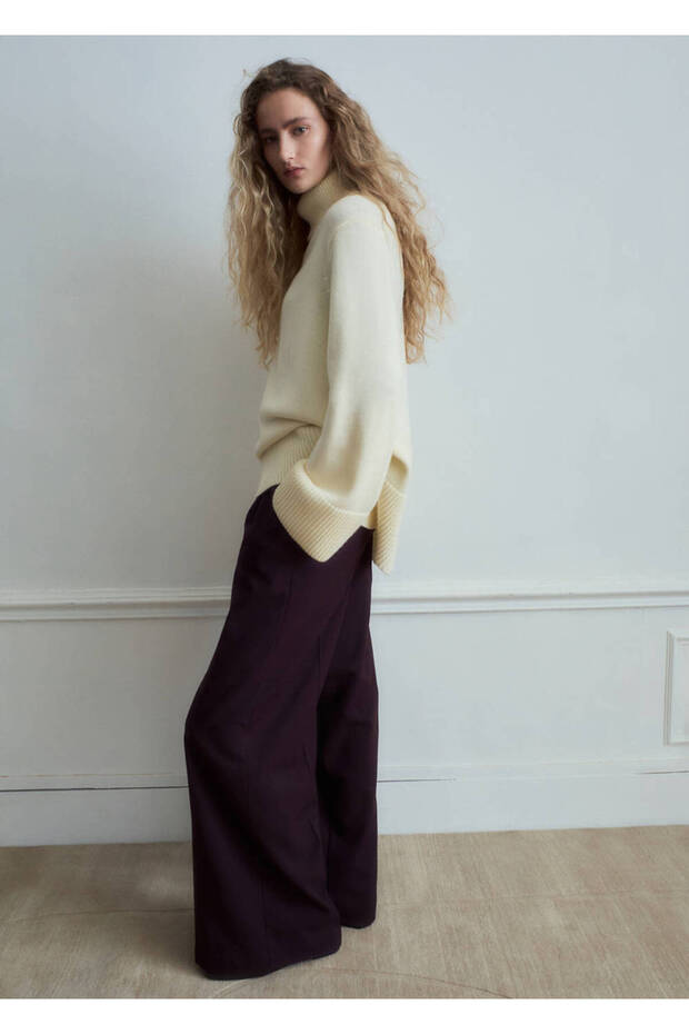 Mid-Waist Pleated Wide Leg Pants