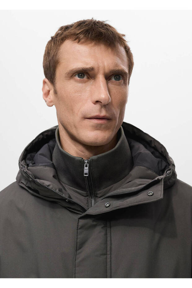 Çıkarılabilir su itici kapitone parka - 6
