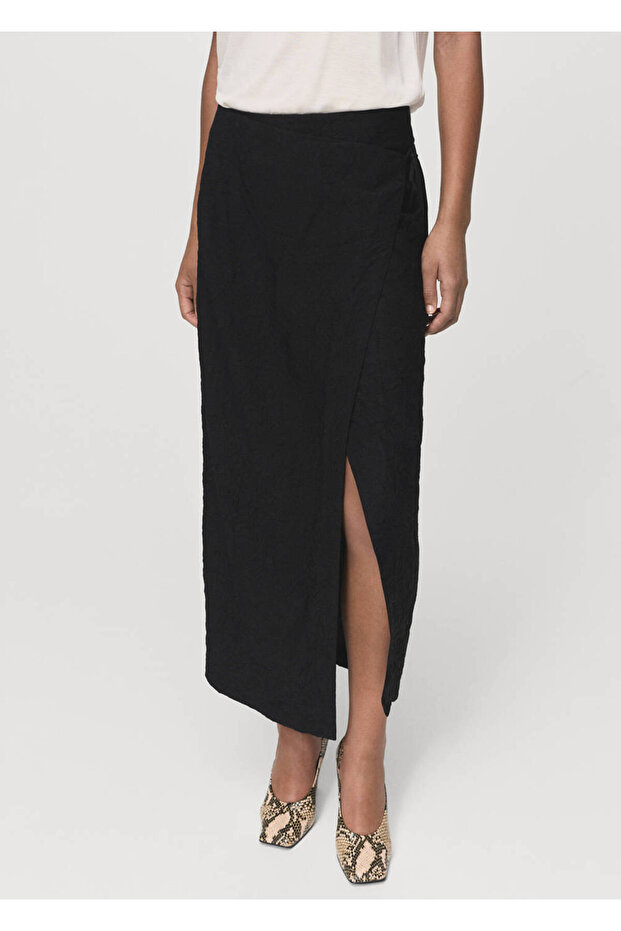 Crinkle Look Double Breasted Skirt