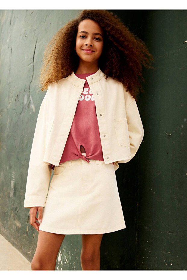 Denim jacket with collar strap - 3