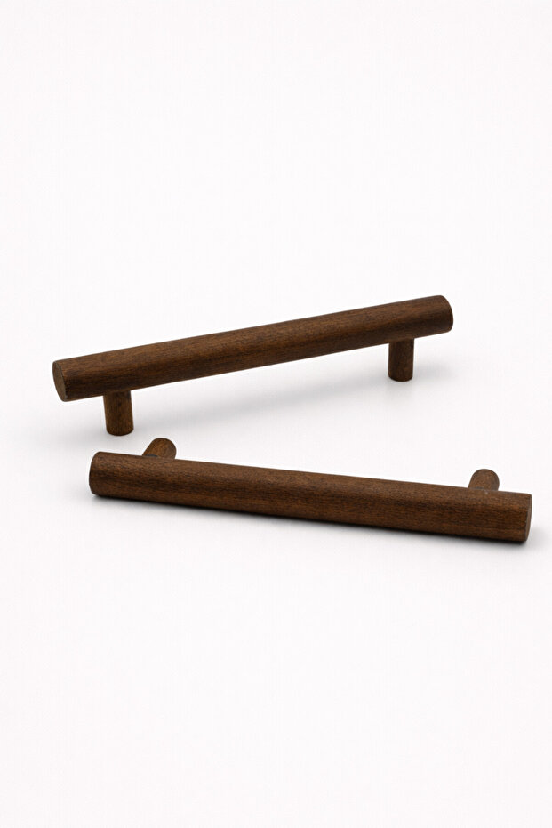 Walnut - Wooden Drawer and Cabinet Handle Set of 2 (128 mm)