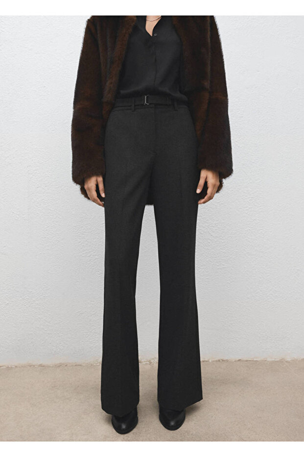 Belted Straight-Cut Trousers