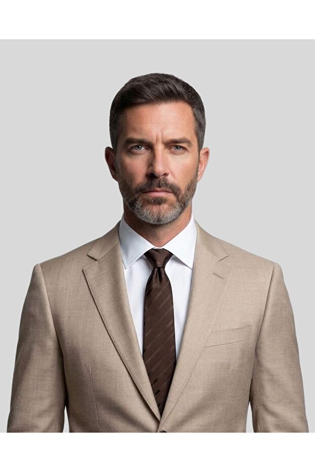 8 cm Wide Striped Classic Brown Tie