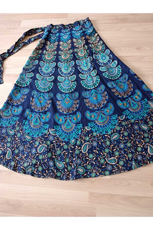 Ethnic, Bohemian, 100% Cotton, Organic Dye, Long, Wrap (Wrapped) Skirt