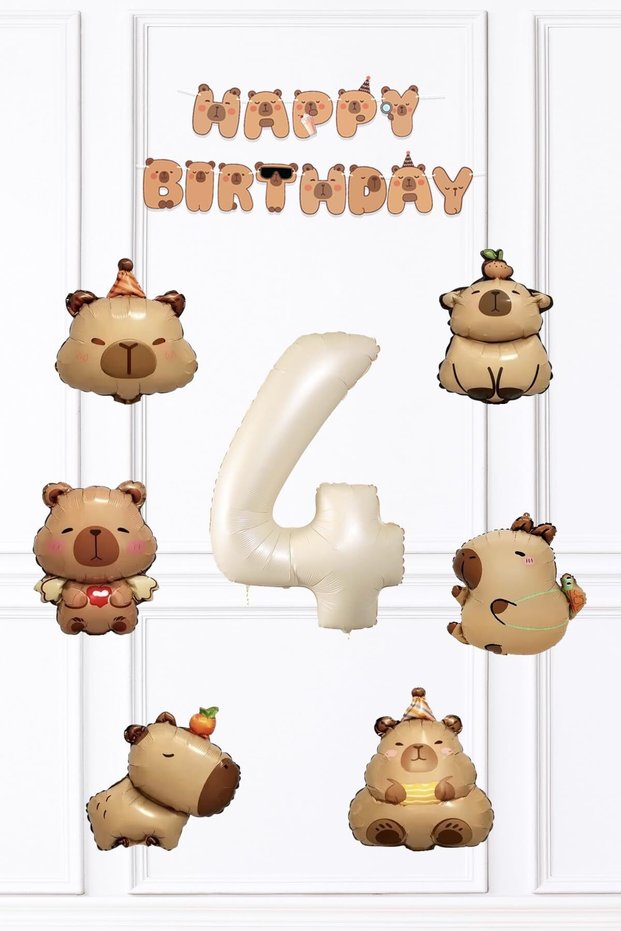 Capybara Birthday Decoration Set Balloon and Banner Set