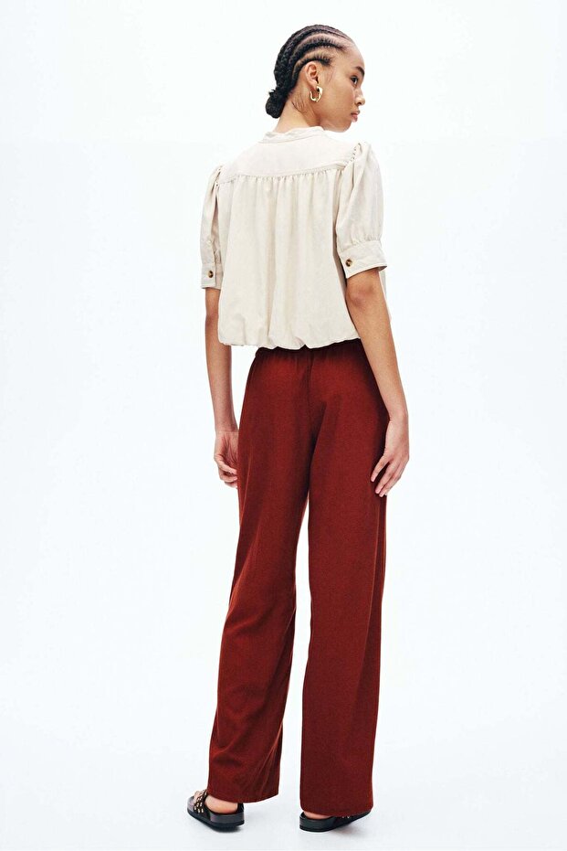 Linen-blend drawstring trousers - 4