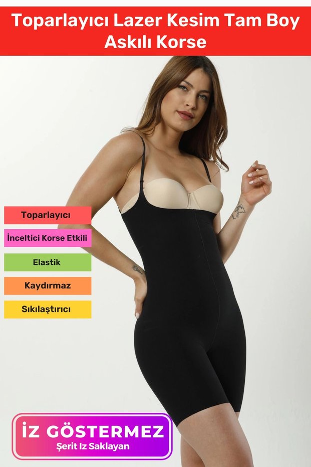 Non-Marking, 2-Size Slimming, Non-Slip, Silicone-Enhanced, Laser-Cut, Full-Length Suspender Corset