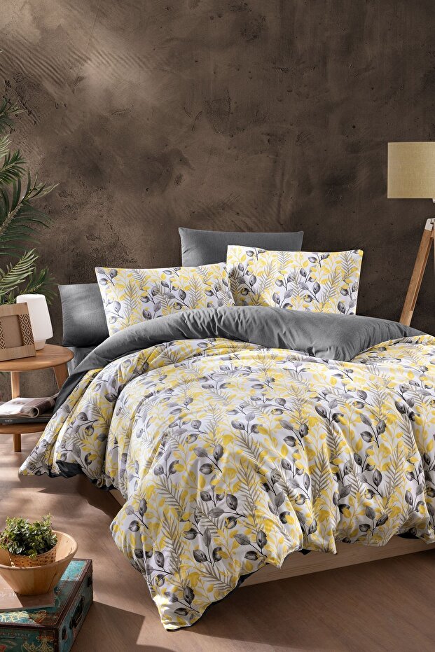 Double Duvet Cover Set with Elastic Sheets LEMON 200x220 cm