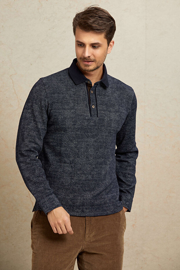 Esoni-Pb Navy Blue Polo Sweatshirt