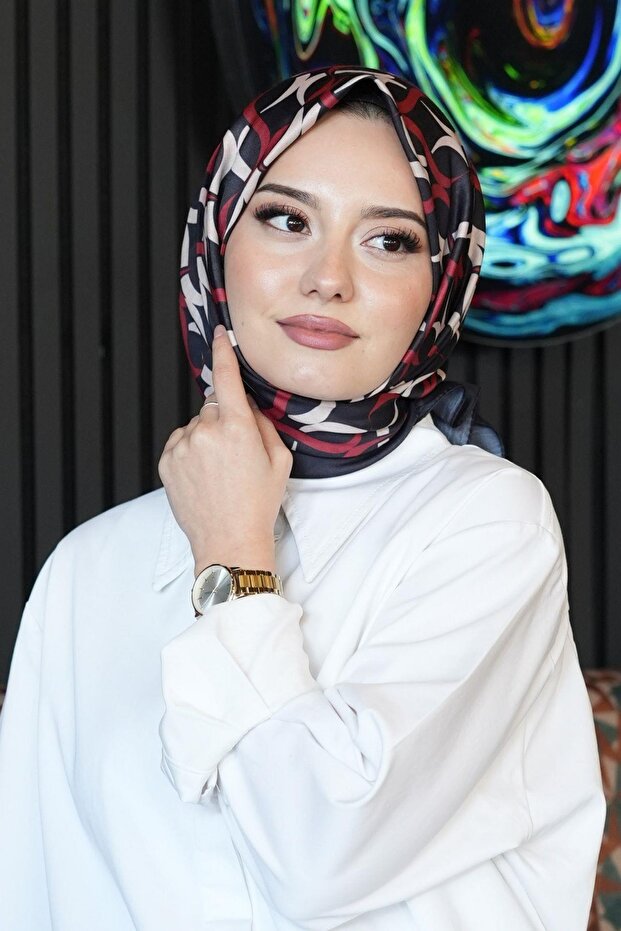 Rings Pattern Red Cotton Scarf - 4