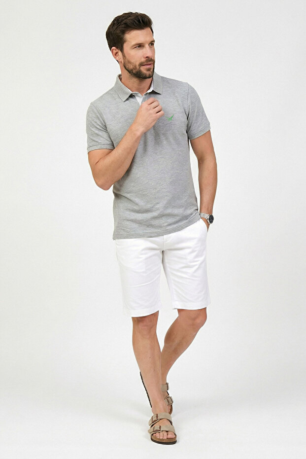 Barbados Gray Melange 100% Cotton Polo T-Shirt