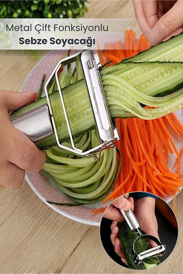 Stainless Metal Vegetable and Fruit Peeler - Julienne Chopping Peeler
