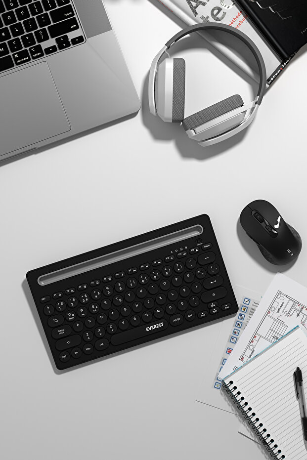 KB-BT84 Siyah/Gri Bluetooth Ultra İnce+Şarjlı Q Mac/Win/Android/Ios Uyumlu Kablosuz Klavye - 5