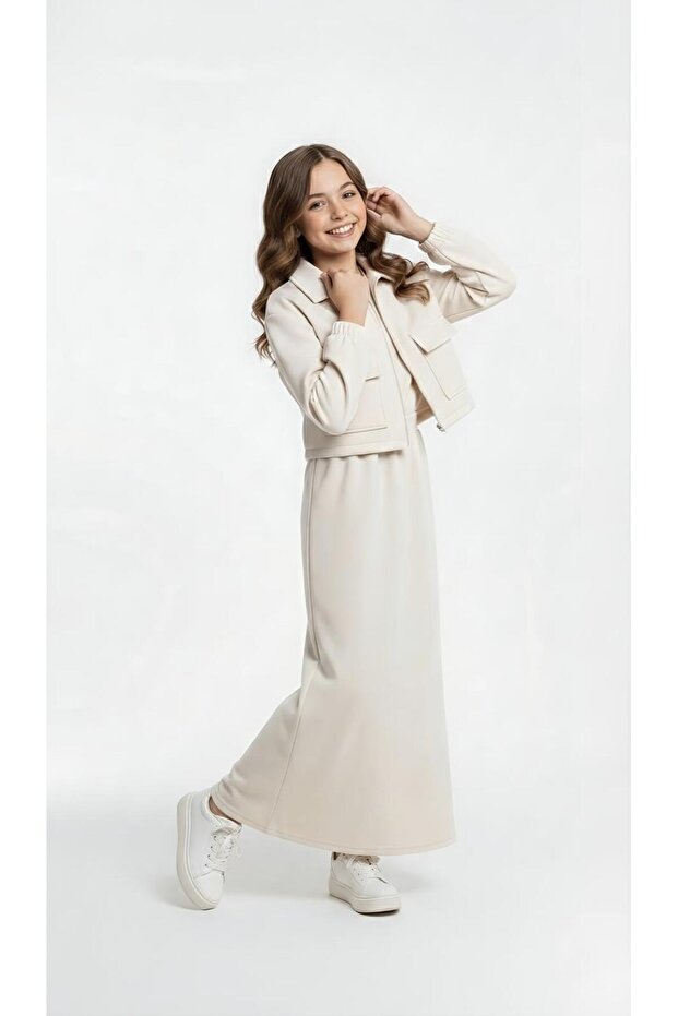 Girl's Long Dress with Jacket Set-Aüt-1040