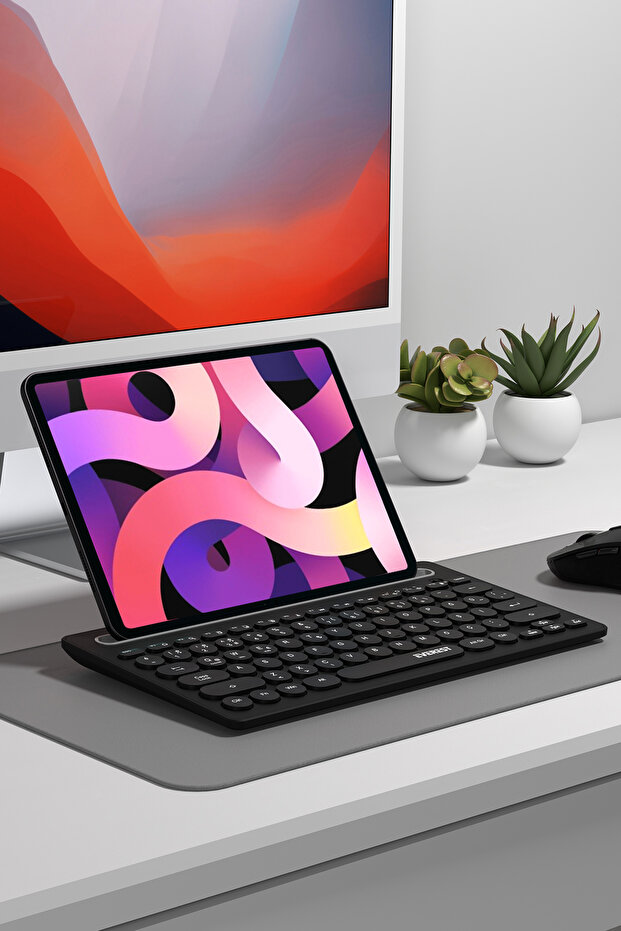 KB-BT84 Siyah/Gri Bluetooth Ultra İnce+Şarjlı Q Mac/Win/Android/Ios Uyumlu Kablosuz Klavye - 8