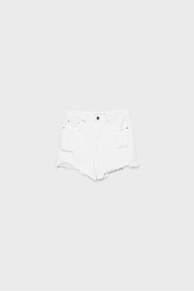 D75 yırtık denim şort - 6