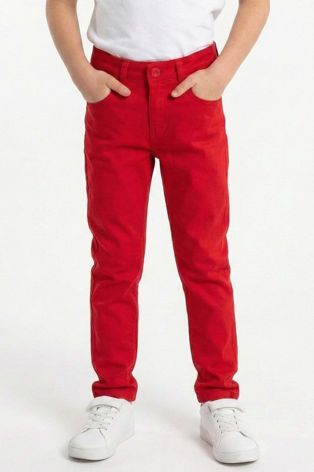 Gabardine Zippered Pocket Boys' Trousers M00790 Red