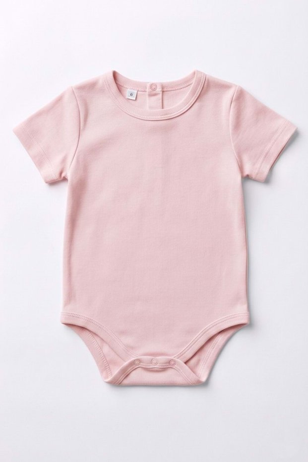 Baby Snap Fastener Short Sleeve Bodysuit Badi Mnk0457 Pink