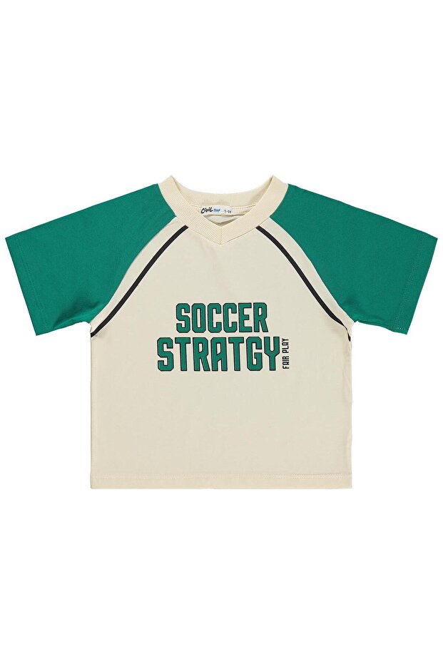 Boy's Soccer Printed T-Shirt for Ages 2-5 - Green