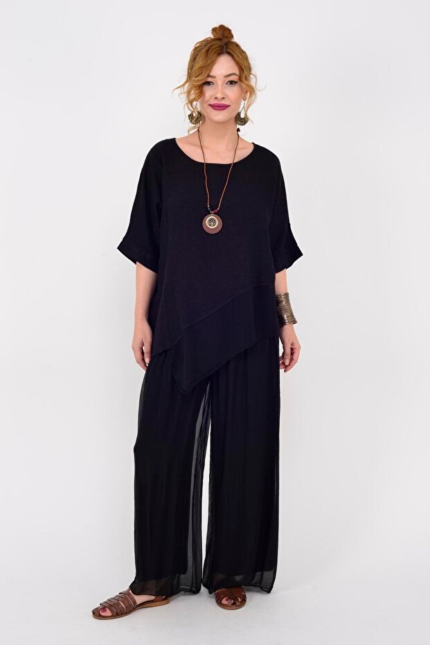Italian Plus Size Compatible Lined Elastic Silk Trousers (Size 36-50)