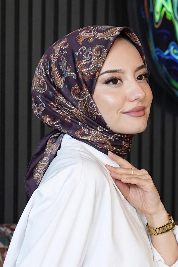 Paisley Pattern Bitter Brown Soft Cotton Scarf