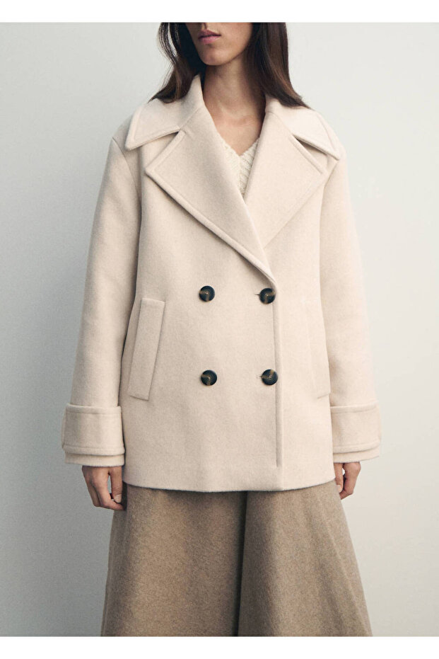 Wool Blend Double-Breasted Overcoat