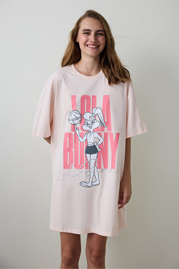 Light Pink Looney Tunes Lola Bunny Cotton Short Sleeve Nightgown