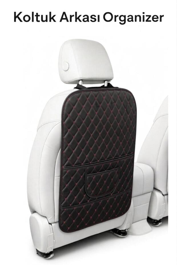 Car Seat Back Organizer Leather Auto Organizer Multi-Pocket Luxury Car Interior Organizer Red