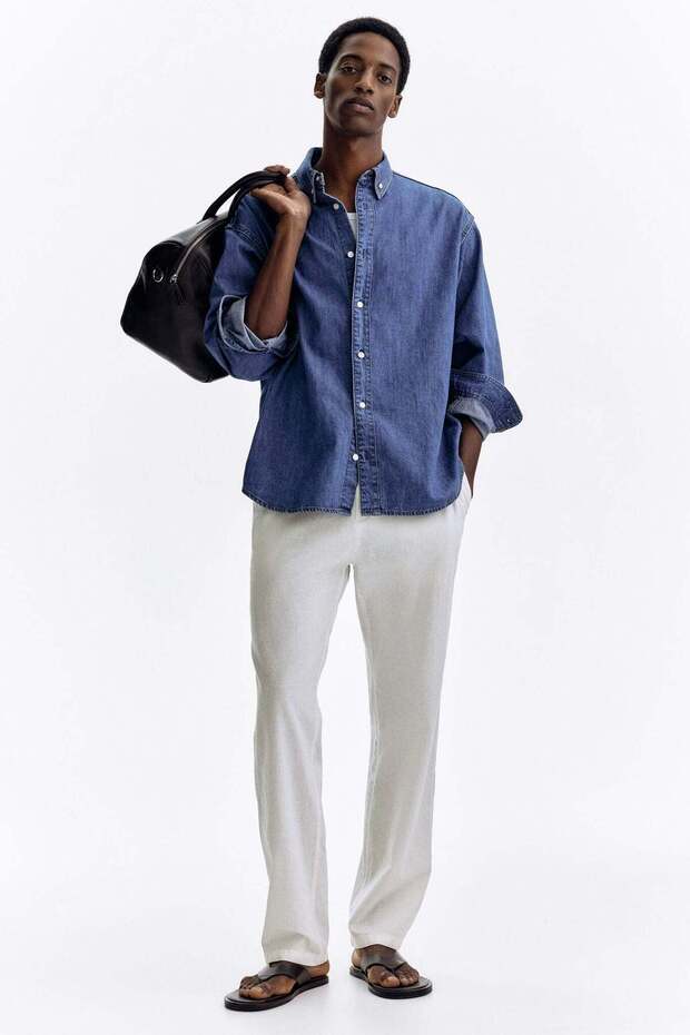 Regular Fit Linen-blend trousers