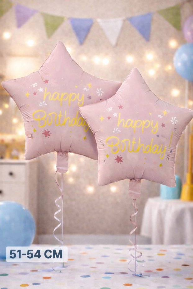2 Pieces Pink Star Foil Balloon Birthday Foil Balloon Square Character Foil Children's Birthday Balloon