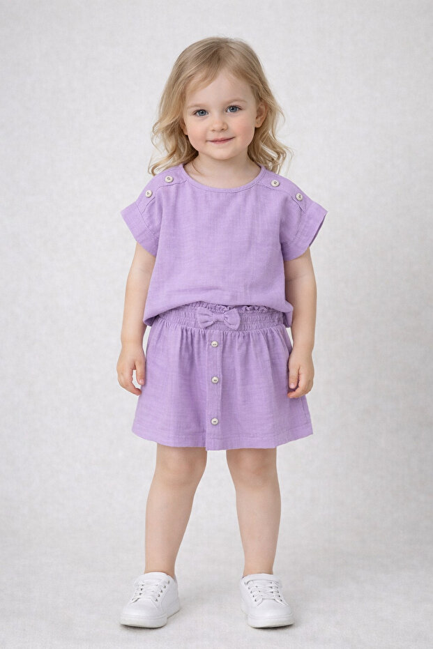 2-6 Years Old Girl's Lilac Muslin Skirt-3 Y
