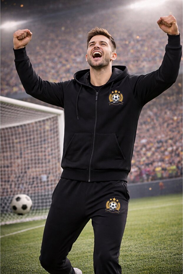 Football Printed Hooded Tracksuit Set