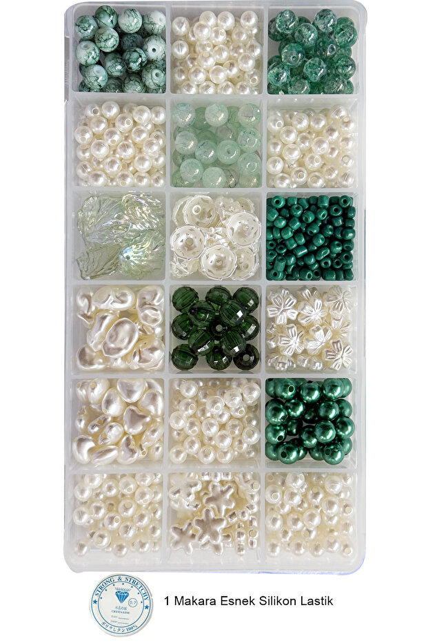 By MO Accessories YENİ SEZON İnci Boncuklar ve Yeşil Boncuklarla Takı Yapma Hobi Boncuk Seti Kendin Yap