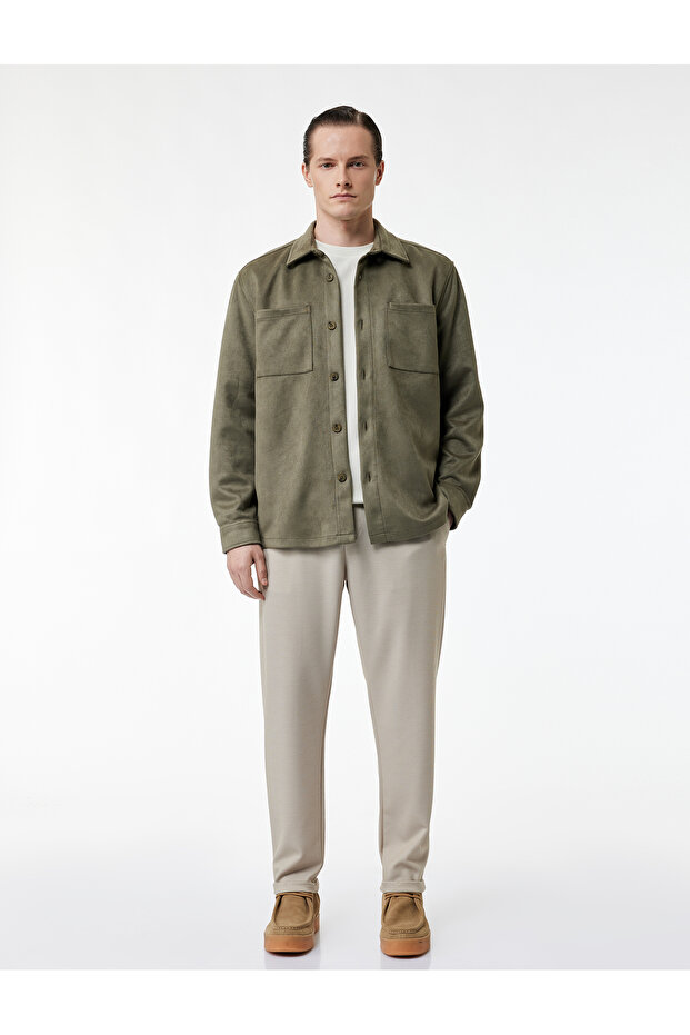 Straight Fit Pike Fabric Pocket Detailed Relaxed Cut Waist Lace up Trousers