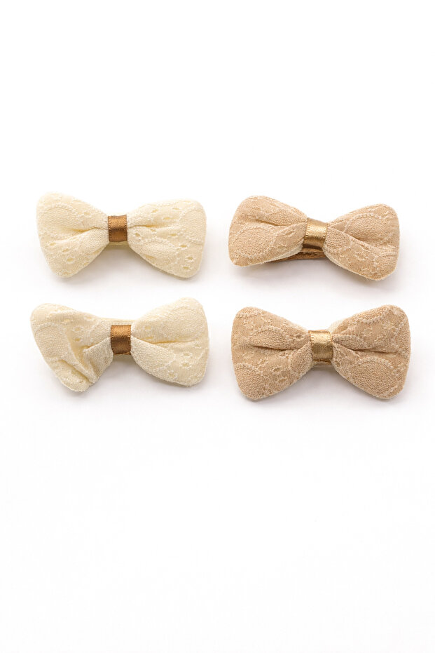 Girl's Bow Side Buckle Set Floral Patterned Fabric Clip Buckle 2-Piece 4-Piece Hair Clip