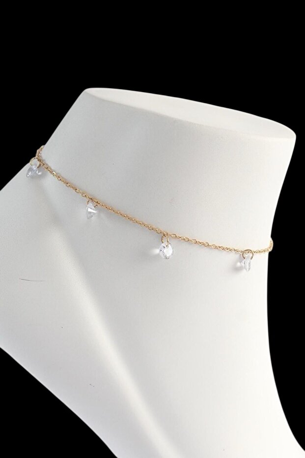 316L Steel Gold Color Zircon Stone Anklet