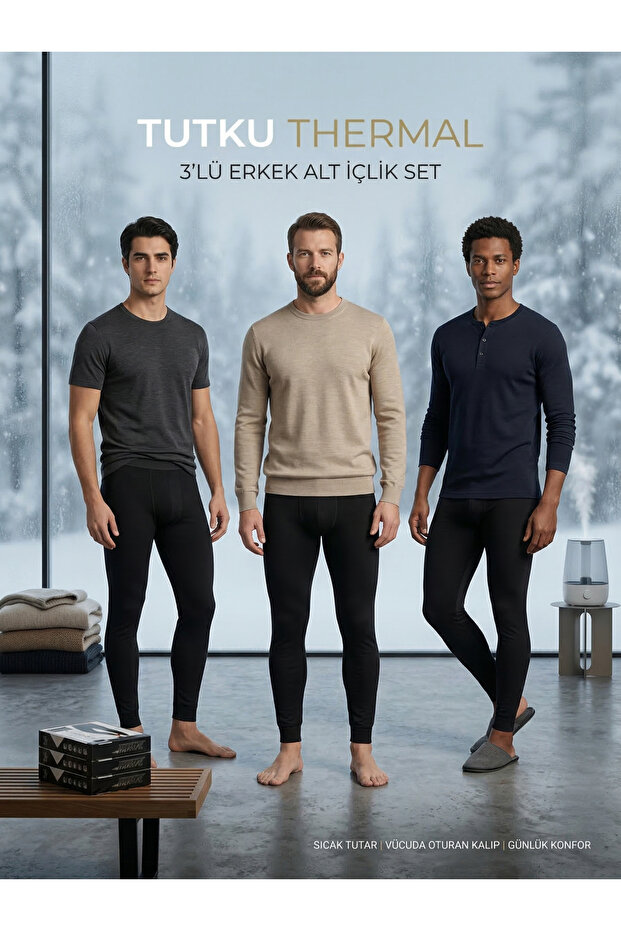Men's Thermal Underwear Black Bottom 3-Pack