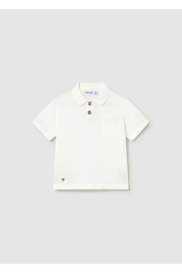 Baby Boy Polo Collar Short Sleeve T-Shirt Cream 01109