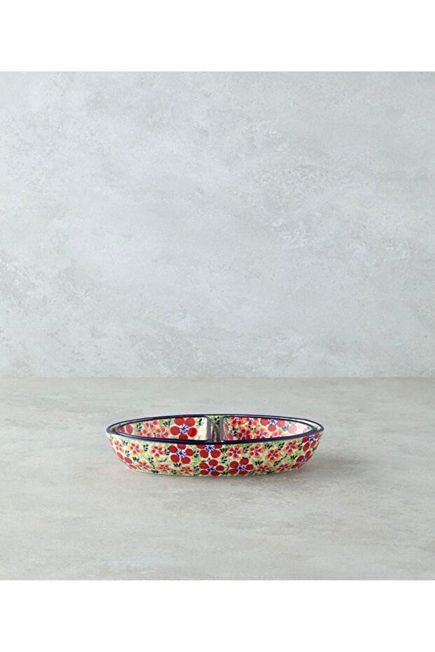 White Botanic Stoneware 3-Piece Presentation Bowl 23×12X4 cm Colorful