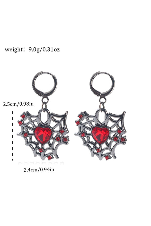 Gothic Spider Web Red Stone Women's Earrings – Vintage Punk Style